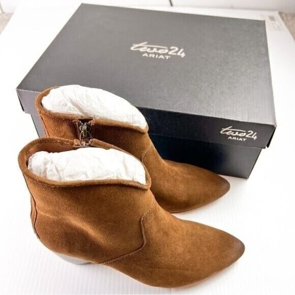 Ariat Two24 Boots womens 9 Brown Leather Meadow Brook Ankle Western Side Zip - Picture 11 of 11